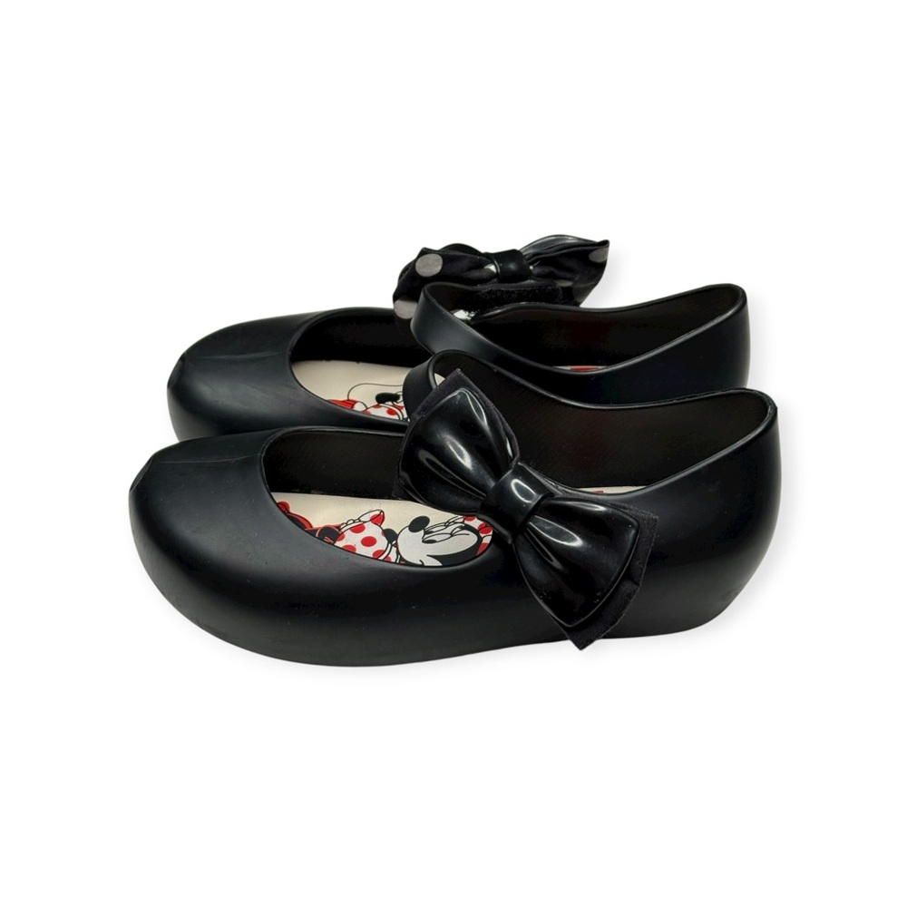 Mini Melissa 𖠌 Minnie Mouse Disney Ultra Bow Jelly Flat Shoes 𖠌 Black 𖠌 Girls 10 - Picture 7 of 16